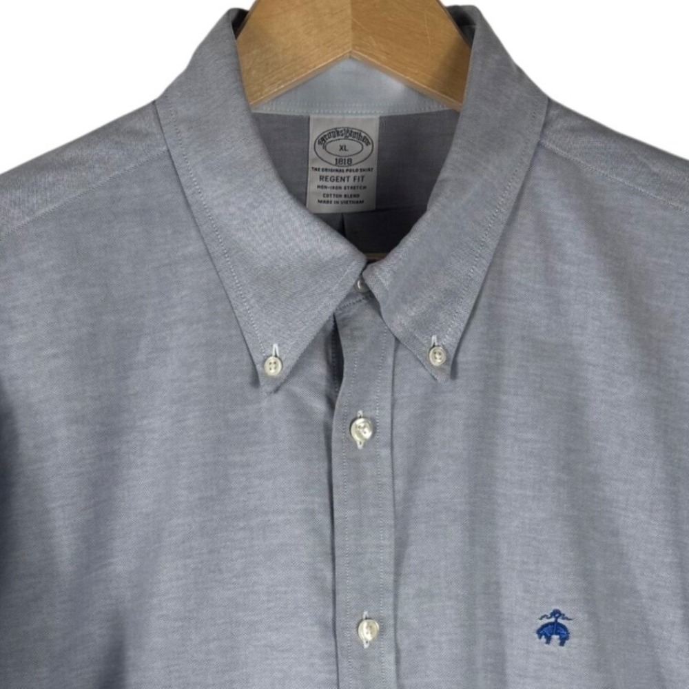 Brooks Brothers 1818 Regent Fit Shirt Mens XL Non-Iron Stretch Blue Button Down